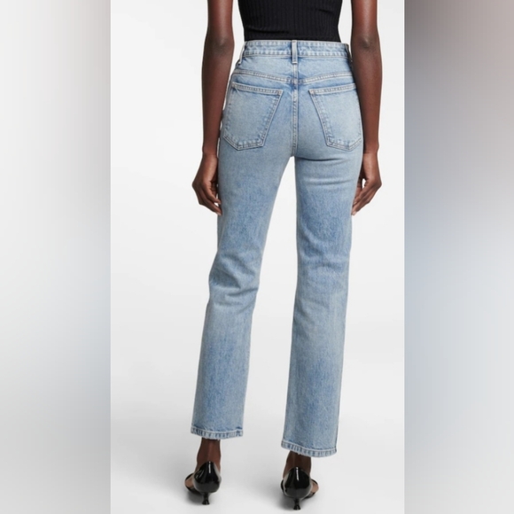 KHAITE Abigail Straight-Leg Jeans High Waist Cropped Blue Size 26 - Picture 2 of 11